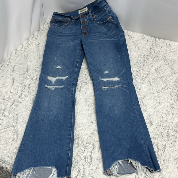 Madewell Cali Demi-Boot Cut Raw Hem blue Denim waist 25 - Picture 6 of 13